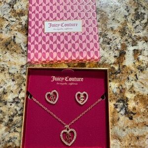 Juicy Couture Gold Heart Necklace and Earrings Set